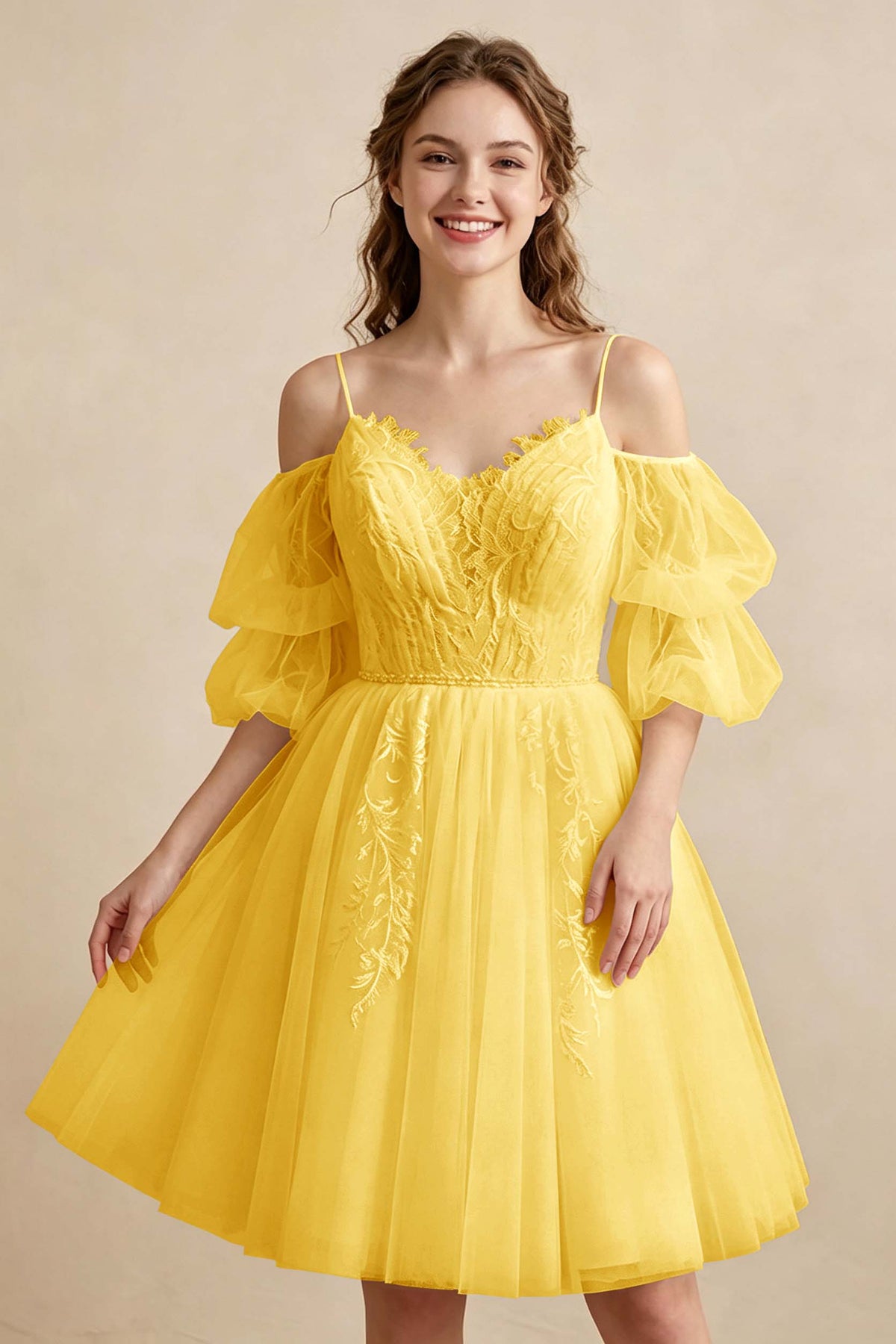White Off the Shoulder Sweetheart V-Neck Tulle Homecoming Dresses