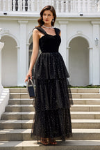 Sweetheart Neckline Black Tulle A-Line Sleeveless Prom Dresses