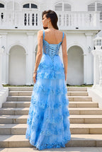 Sweetheart Neckline Sky Blue Tulle A-Line Prom Dresses