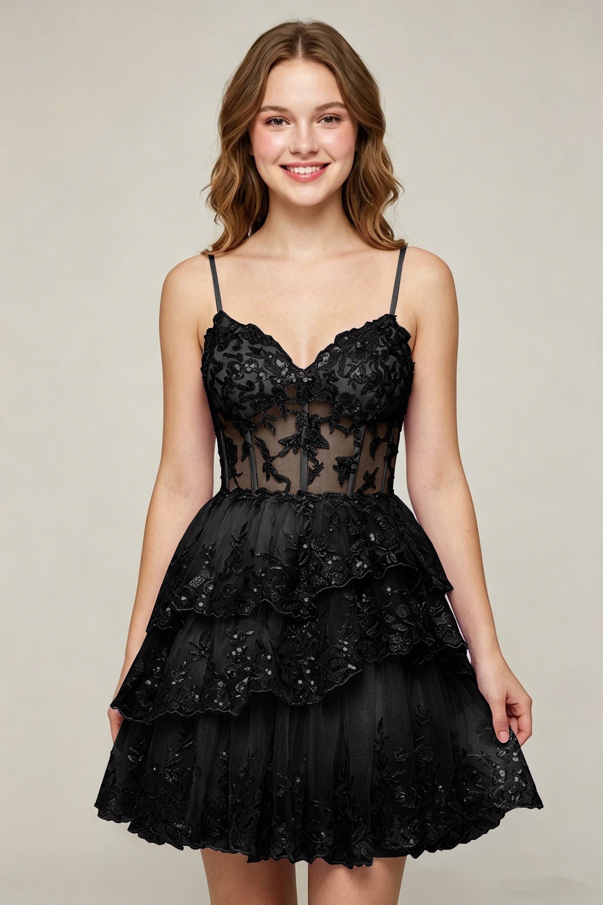 Lavender Sequin Layered Tiered Short Tulle Homecoming Dresses
