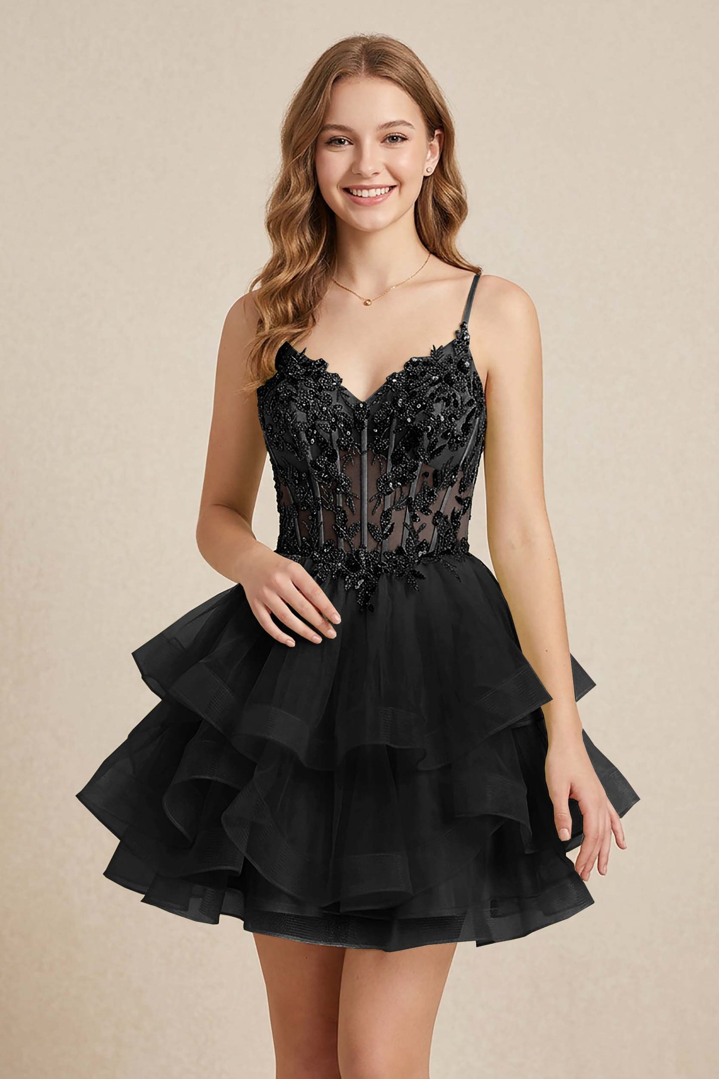 Mint Green Sequin Corset Tiered Tulle Mini Homecoming Dresses