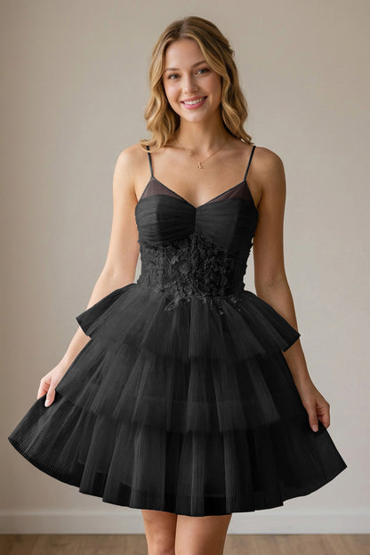 White Corset Tulle Short Homecoming Dresses With Tiered Ruffle