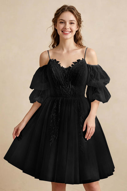 White Off the Shoulder Sweetheart V-Neck Tulle Homecoming Dresses