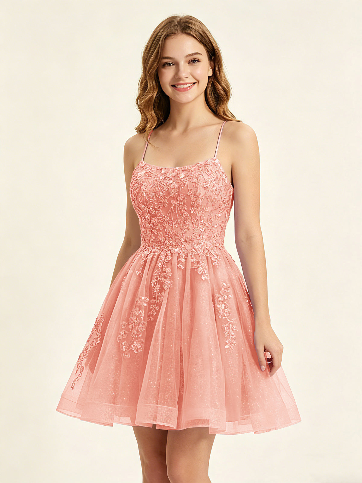 A Line Sequins Lilac Tulle Homecoming Dresses with Appliques