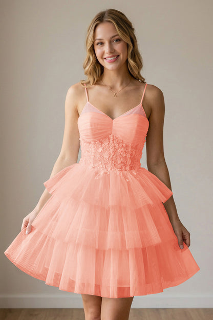 White Corset Tulle Short Homecoming Dresses With Tiered Ruffle