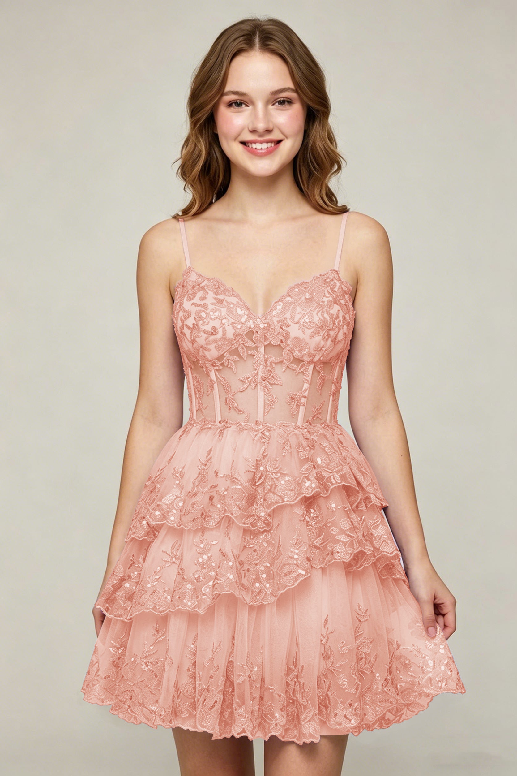 Lavender Sequin Layered Tiered Short Tulle Homecoming Dresses