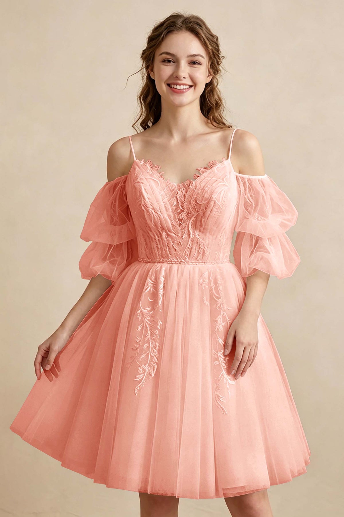 White Off the Shoulder Sweetheart V-Neck Tulle Homecoming Dresses