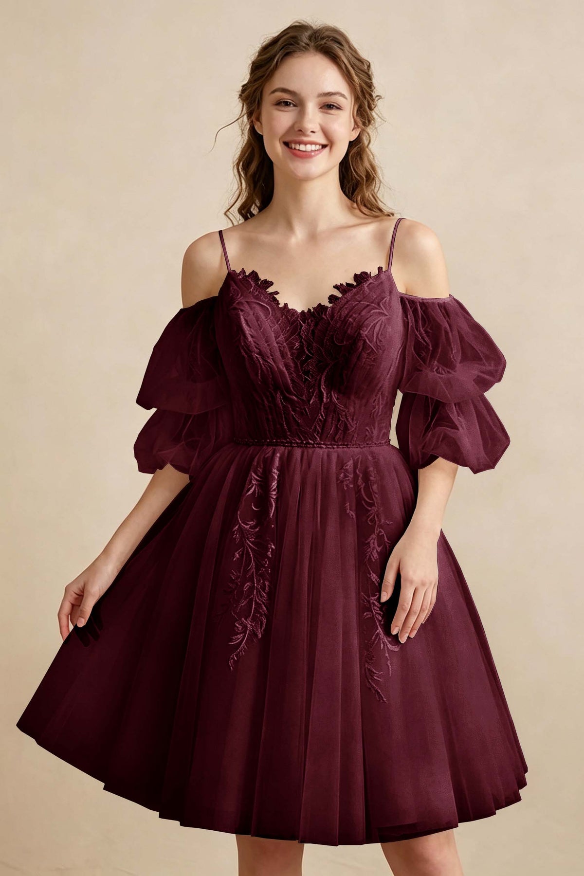 White Off the Shoulder Sweetheart V-Neck Tulle Homecoming Dresses