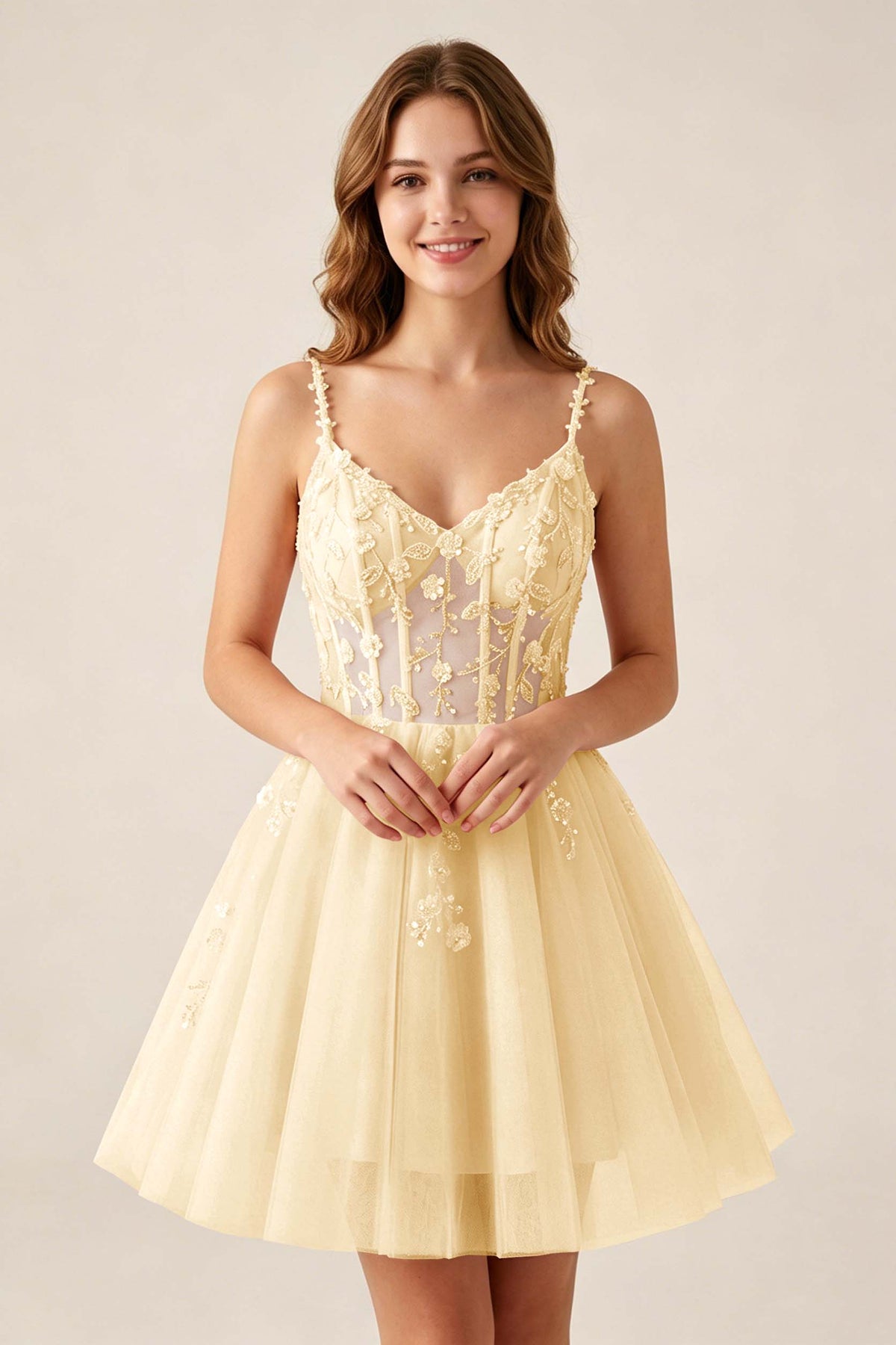 Blush Pink Sequin Corset Sleeveless Short Tulle Homecoming Dresses