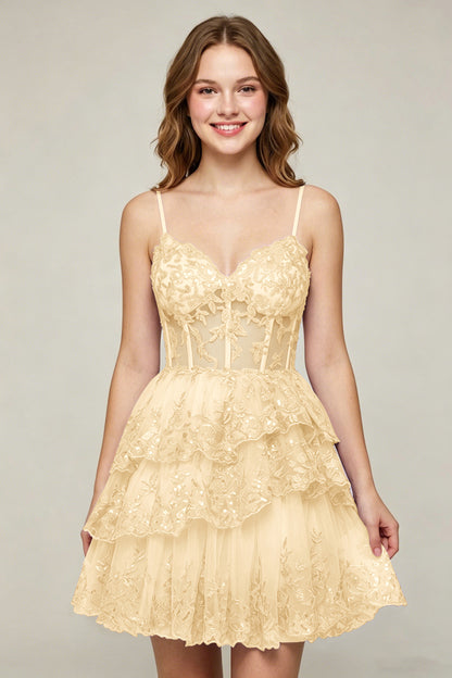 Lavender Sequin Layered Tiered Short Tulle Homecoming Dresses
