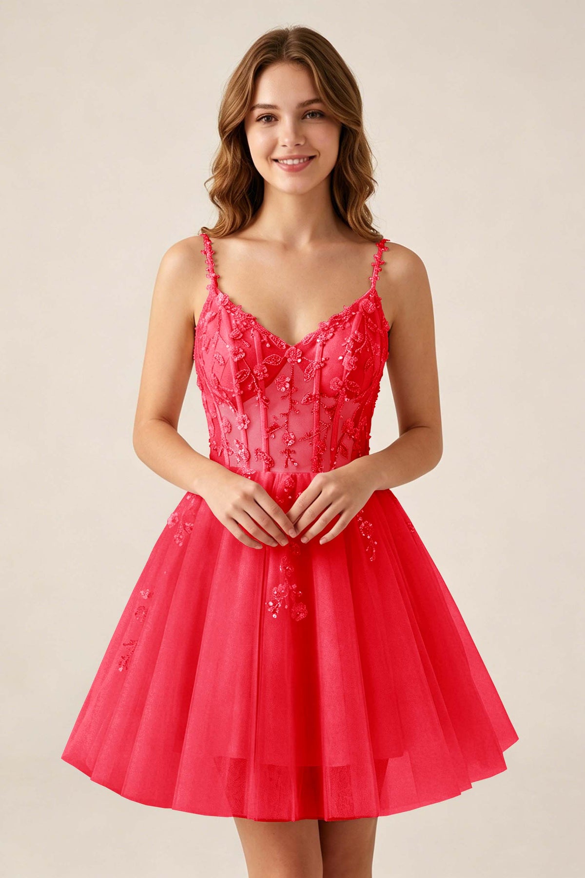 Blush Pink Sequin Corset Sleeveless Short Tulle Homecoming Dresses