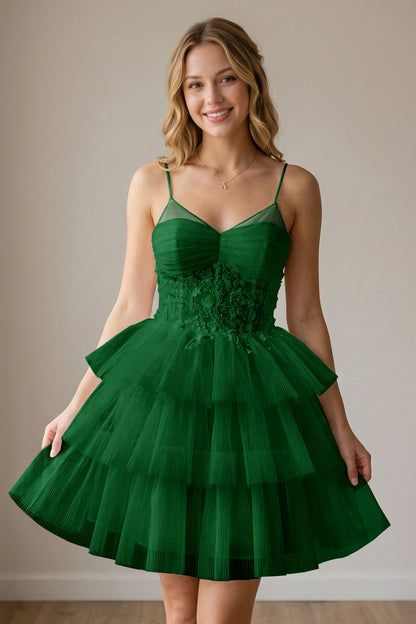 White Corset Tulle Short Homecoming Dresses With Tiered Ruffle