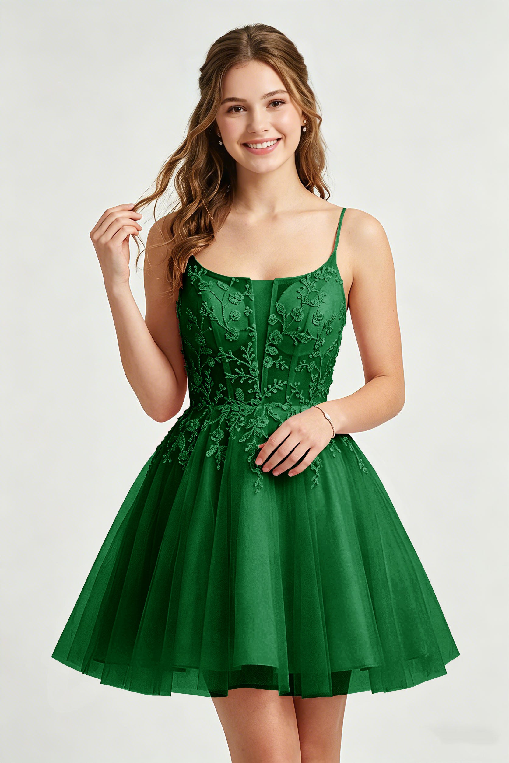A Line Spaghetti Straps Pink Tulle Homecoming Dresses With Sequins
