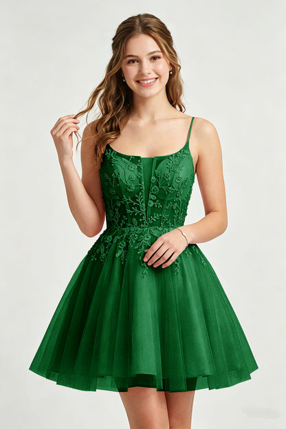 A Line Spaghetti Straps Pink Tulle Homecoming Dresses With Sequins