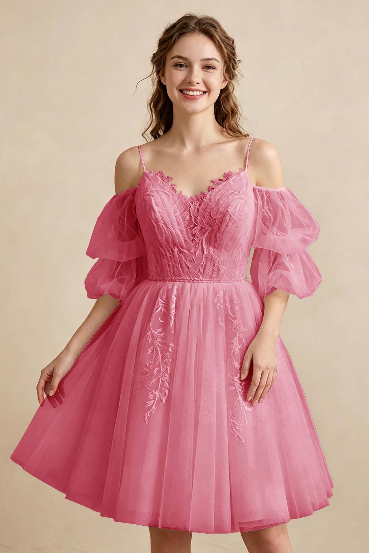 White Off the Shoulder Sweetheart V-Neck Tulle Homecoming Dresses