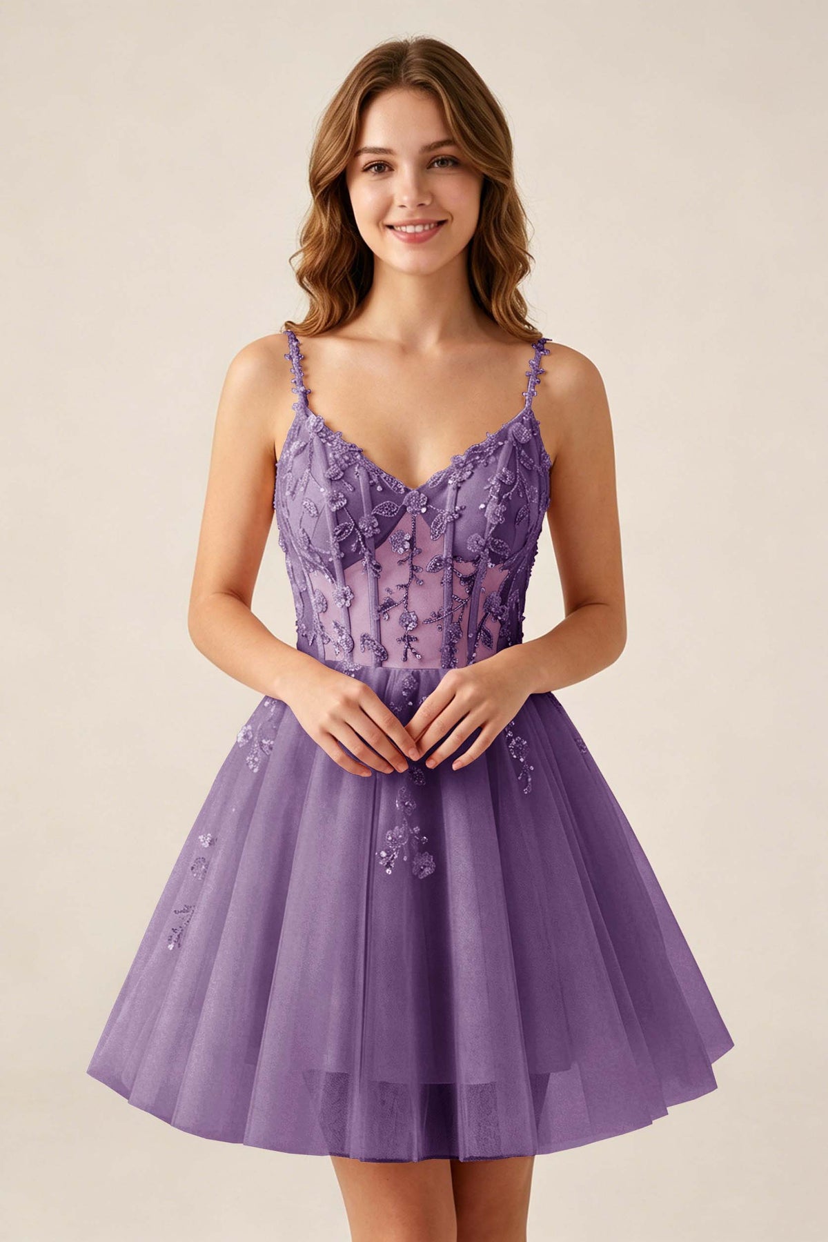 Blush Pink Sequin Corset Sleeveless Short Tulle Homecoming Dresses