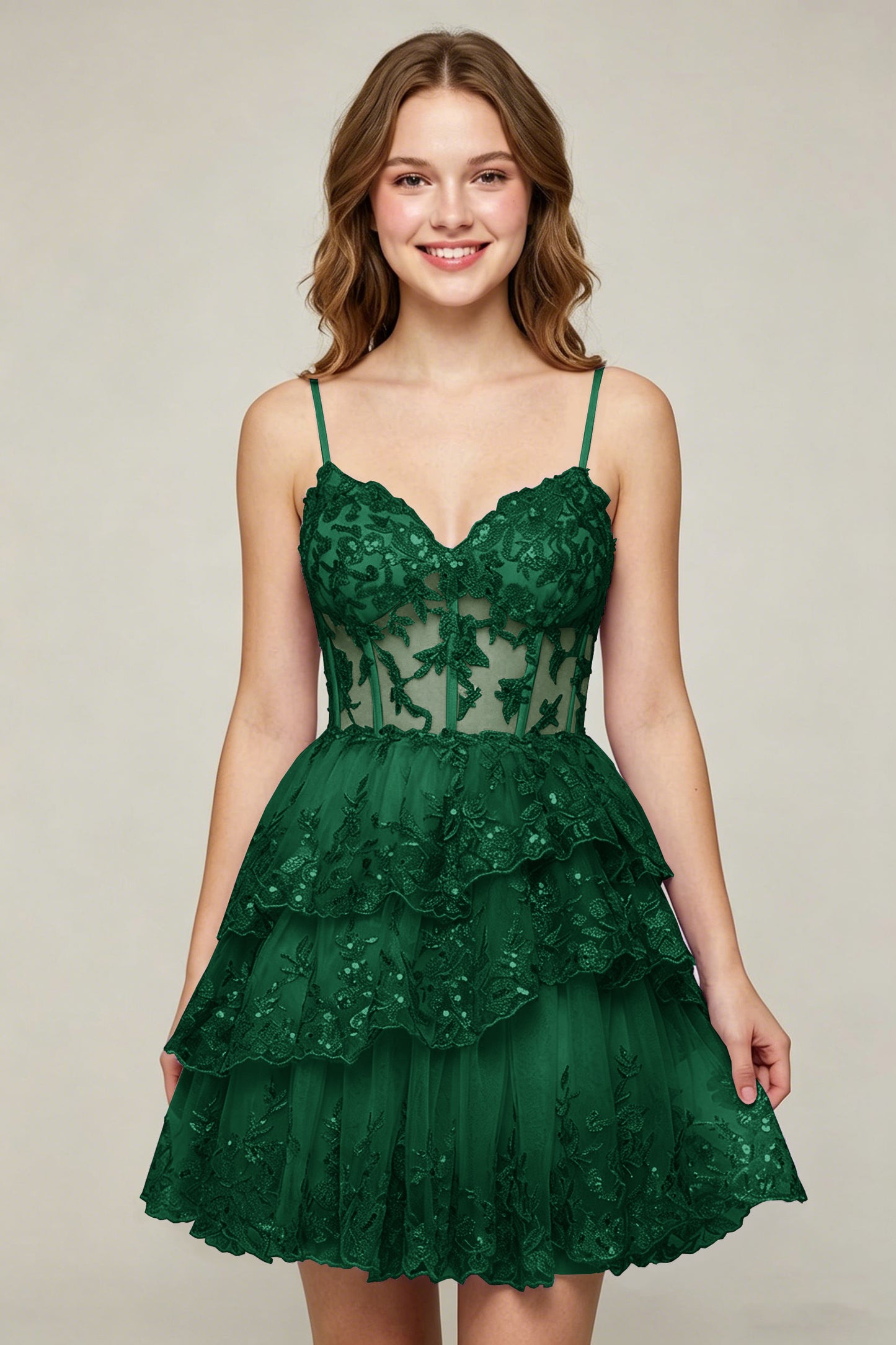 Lavender Sequin Layered Tiered Short Tulle Homecoming Dresses
