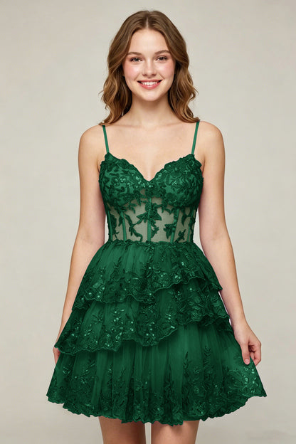 Lavender Sequin Layered Tiered Short Tulle Homecoming Dresses