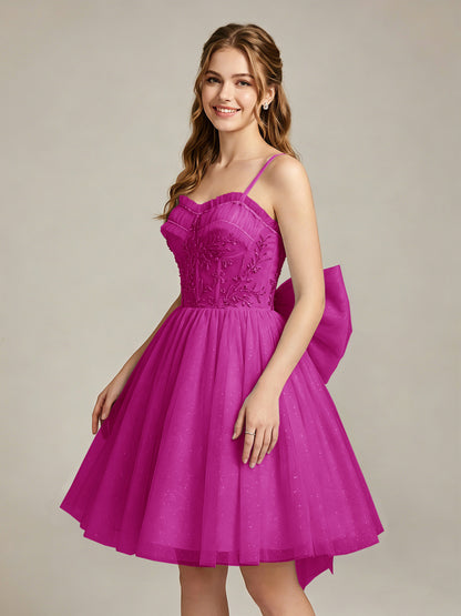 A-Line Light Cyan Sweetheart Tulle Homecoming Dresses with Lace Appliques