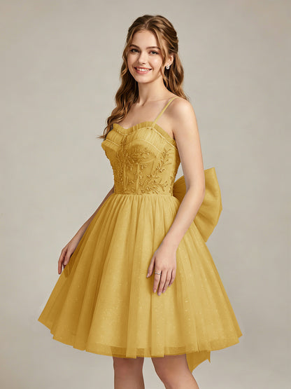 A-Line Light Cyan Sweetheart Tulle Homecoming Dresses with Lace Appliques