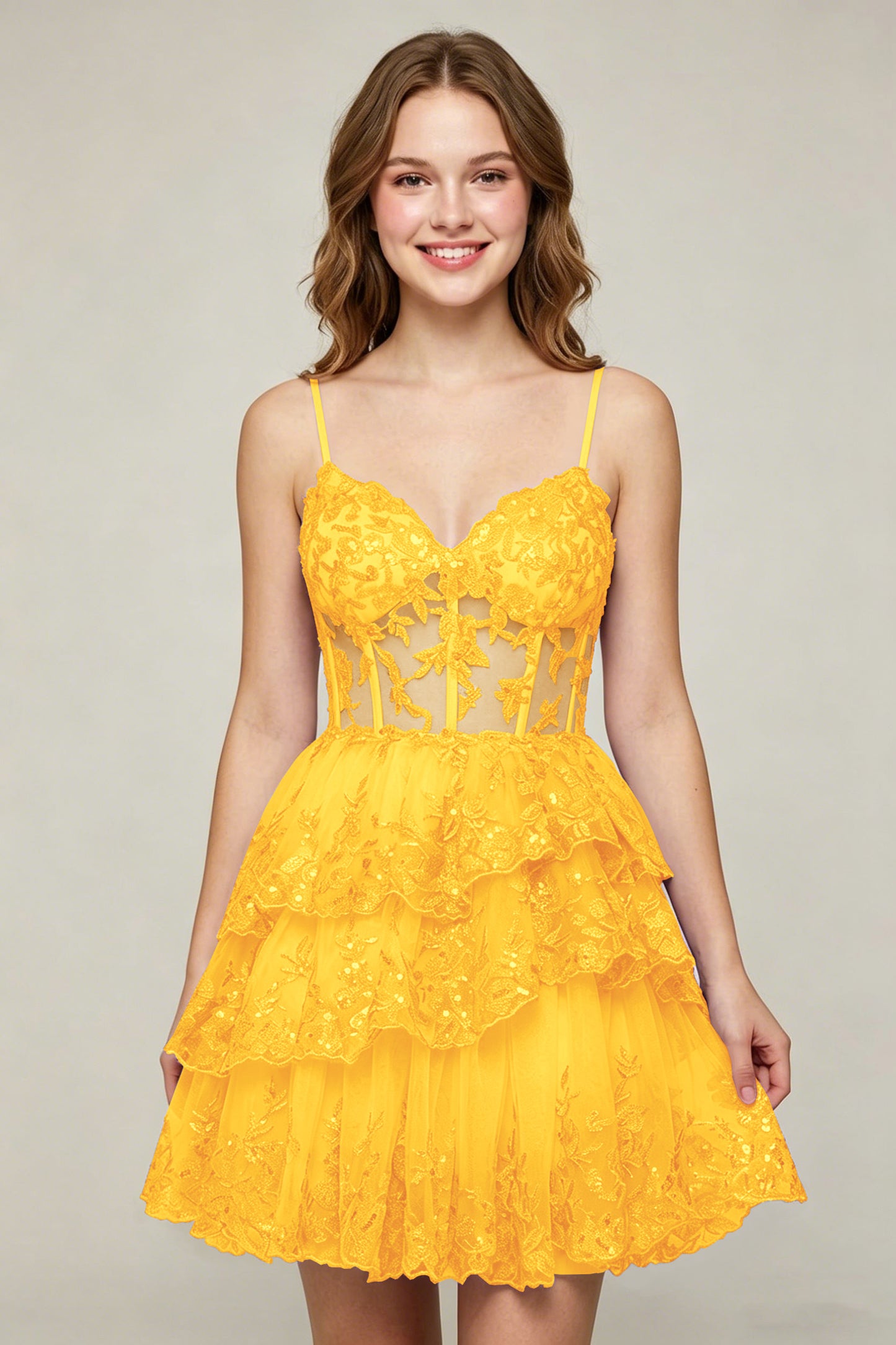 Lavender Sequin Layered Tiered Short Tulle Homecoming Dresses