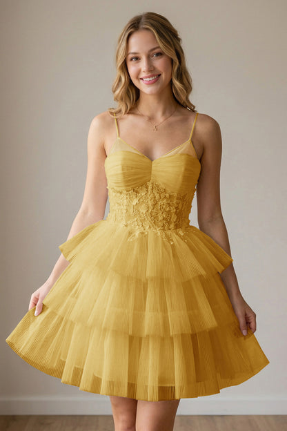 White Corset Tulle Short Homecoming Dresses With Tiered Ruffle