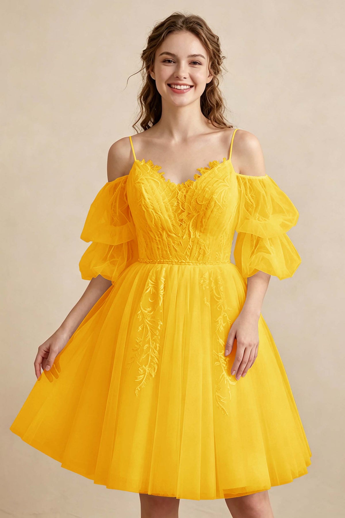 White Off the Shoulder Sweetheart V-Neck Tulle Homecoming Dresses