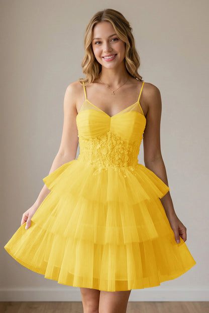 White Corset Tulle Short Homecoming Dresses With Tiered Ruffle