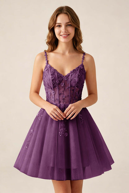 Blush Pink Sequin Corset Sleeveless Short Tulle Homecoming Dresses