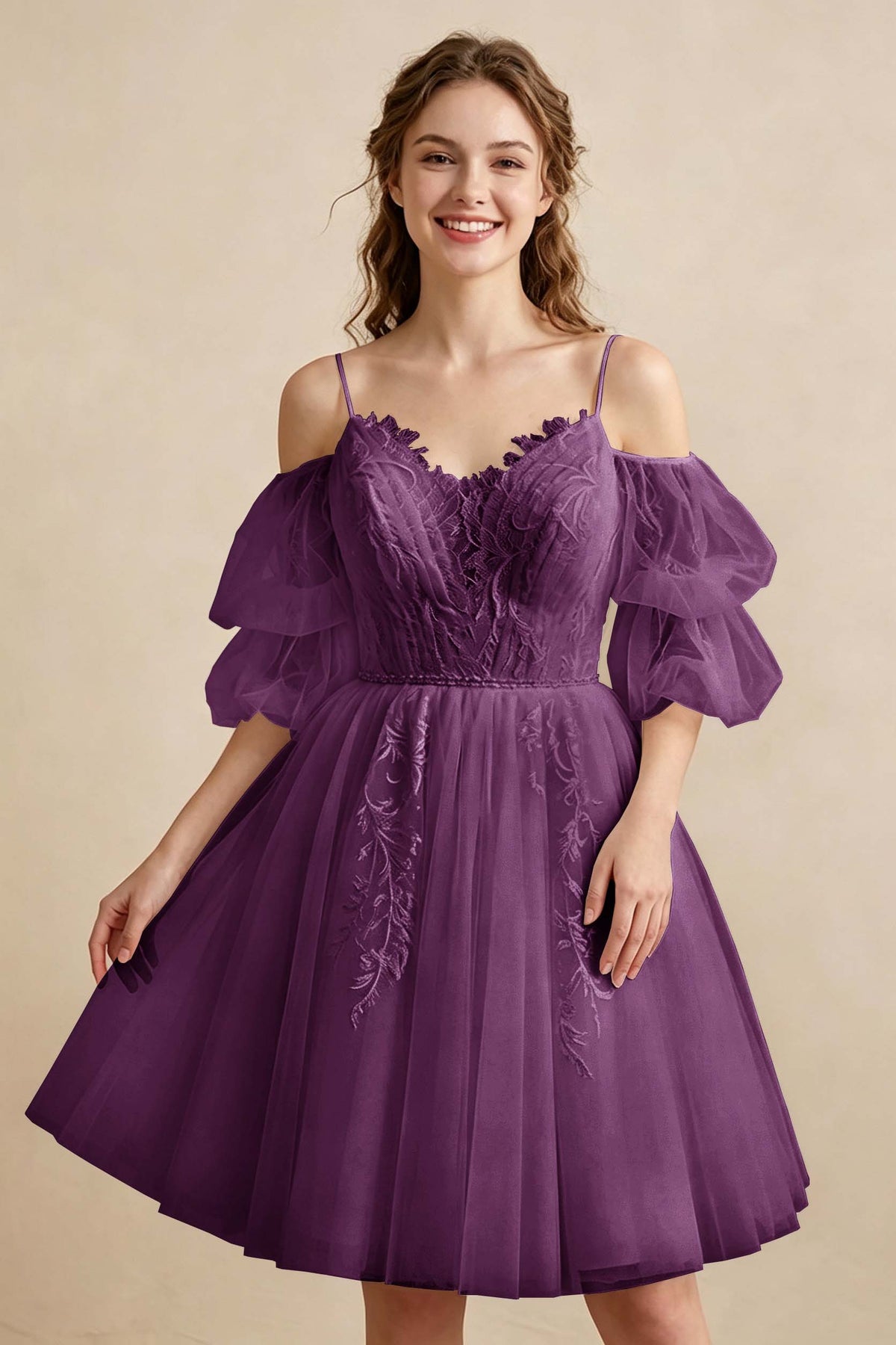 White Off the Shoulder Sweetheart V-Neck Tulle Homecoming Dresses