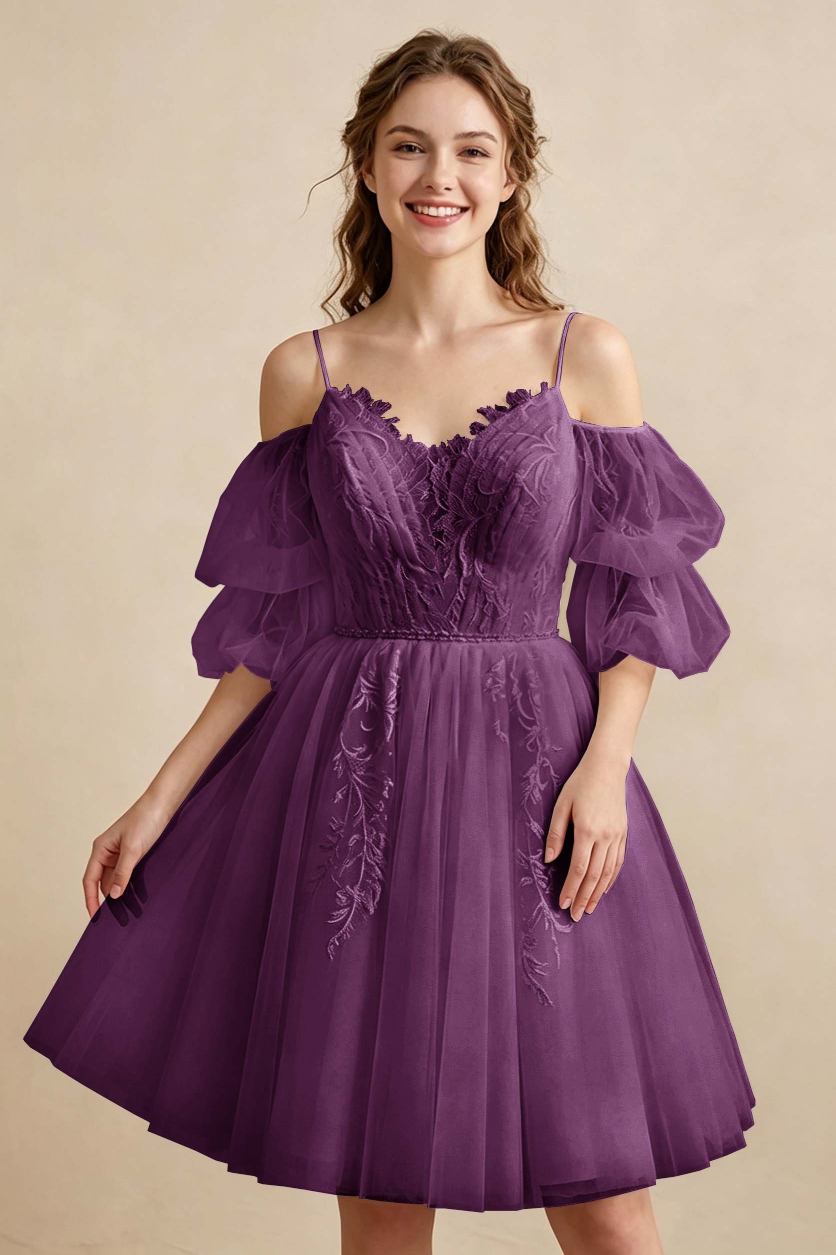 White Off the Shoulder Sweetheart V-Neck Tulle Homecoming Dresses