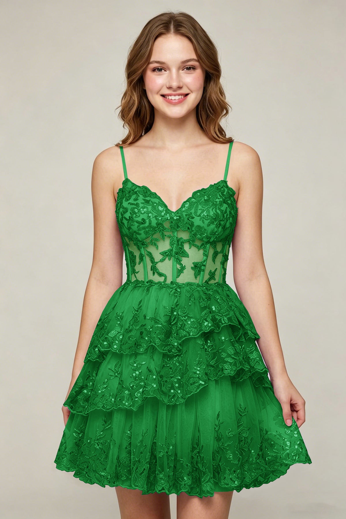 Lavender Sequin Layered Tiered Short Tulle Homecoming Dresses