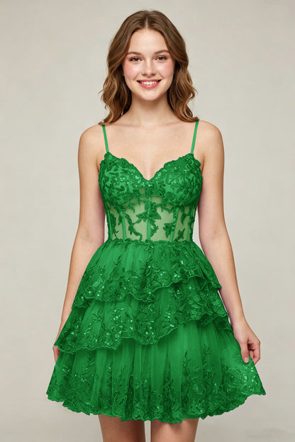 Lavender Sequin Layered Tiered Short Tulle Homecoming Dresses