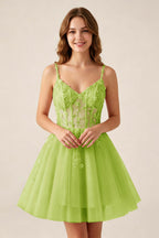 Blush Pink Sequin Corset Sleeveless Short Tulle Homecoming Dresses