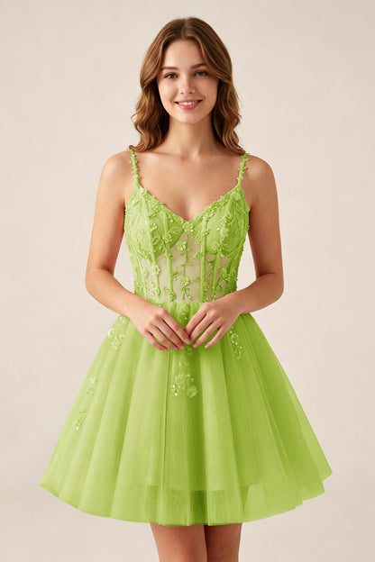 Blush Pink Sequin Corset Sleeveless Short Tulle Homecoming Dresses