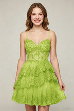 Lavender Sequin Layered Tiered Short Tulle Homecoming Dresses