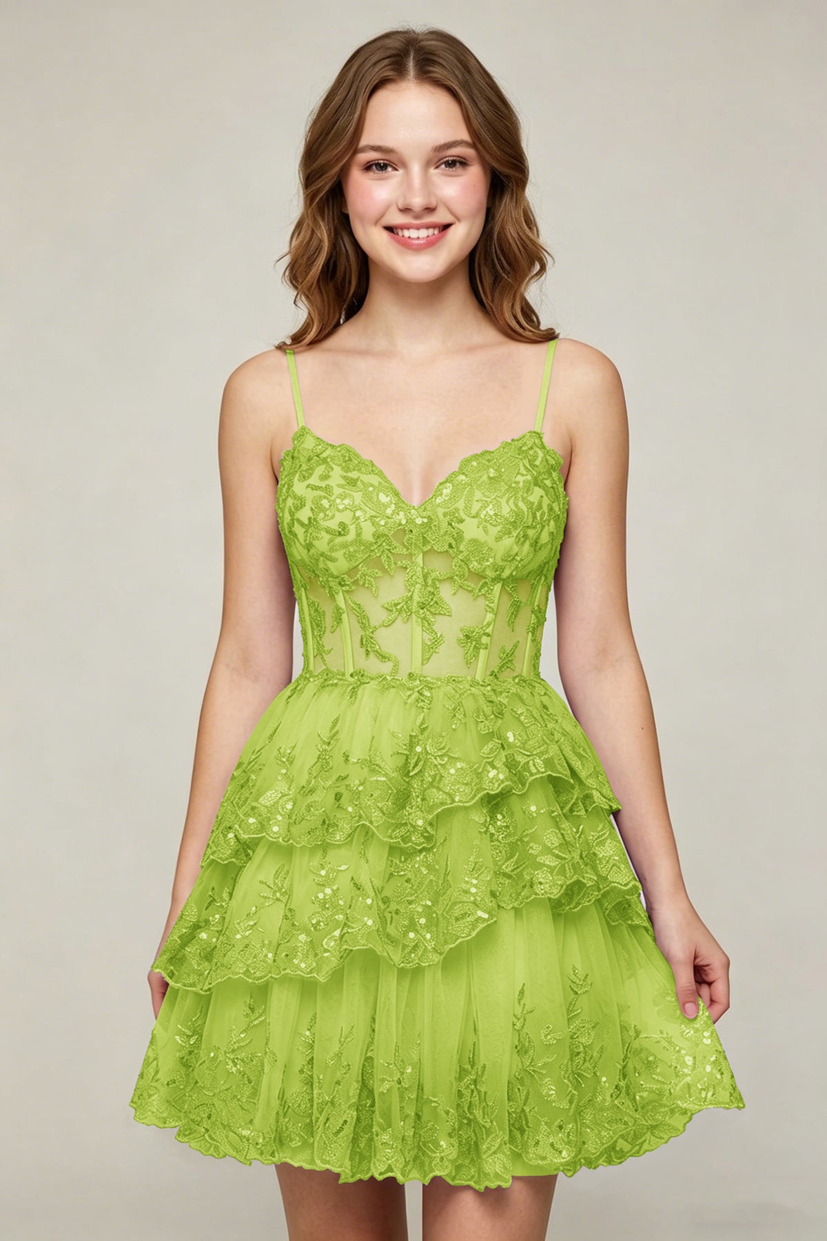 Lavender Sequin Layered Tiered Short Tulle Homecoming Dresses