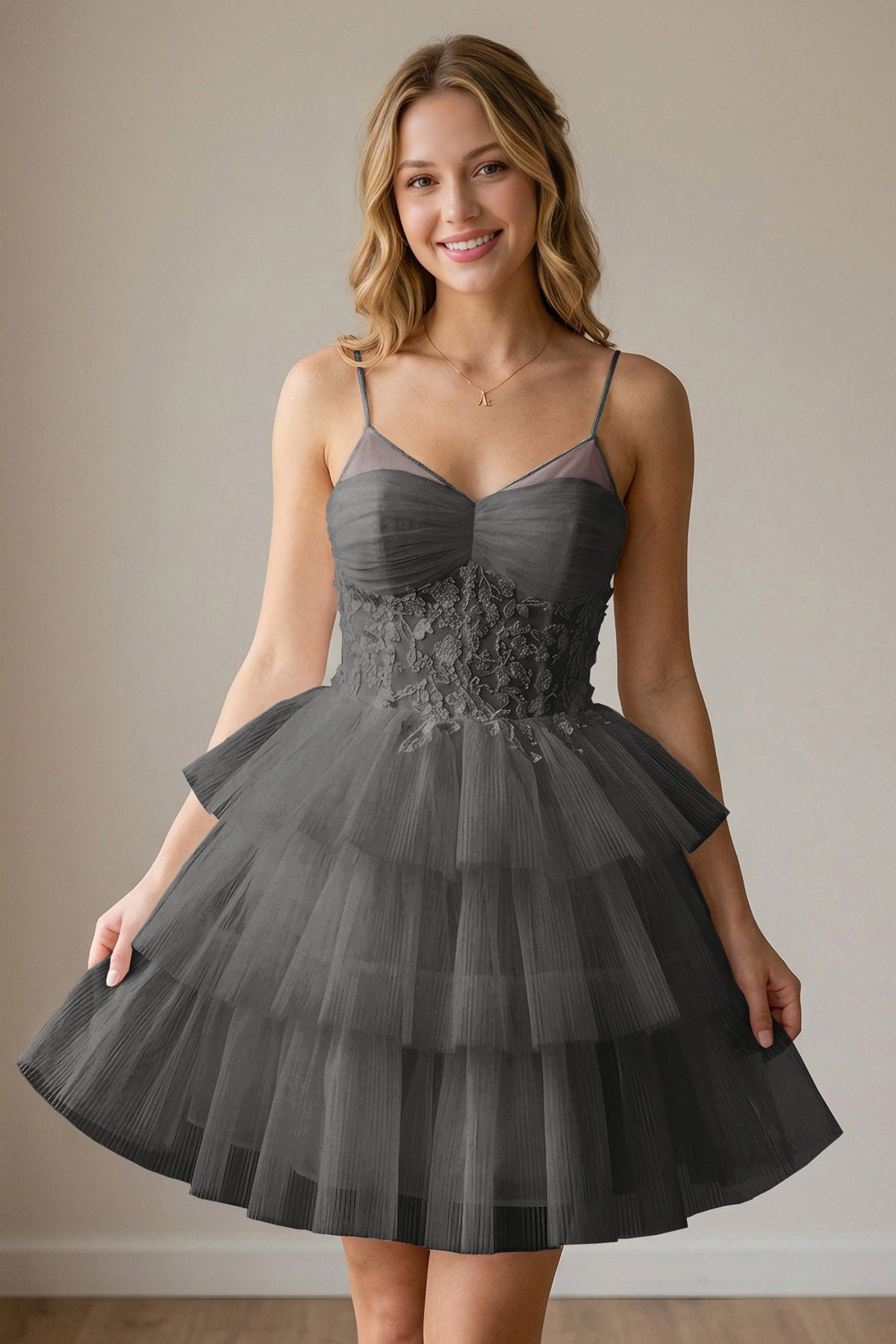 White Corset Tulle Short Homecoming Dresses With Tiered Ruffle