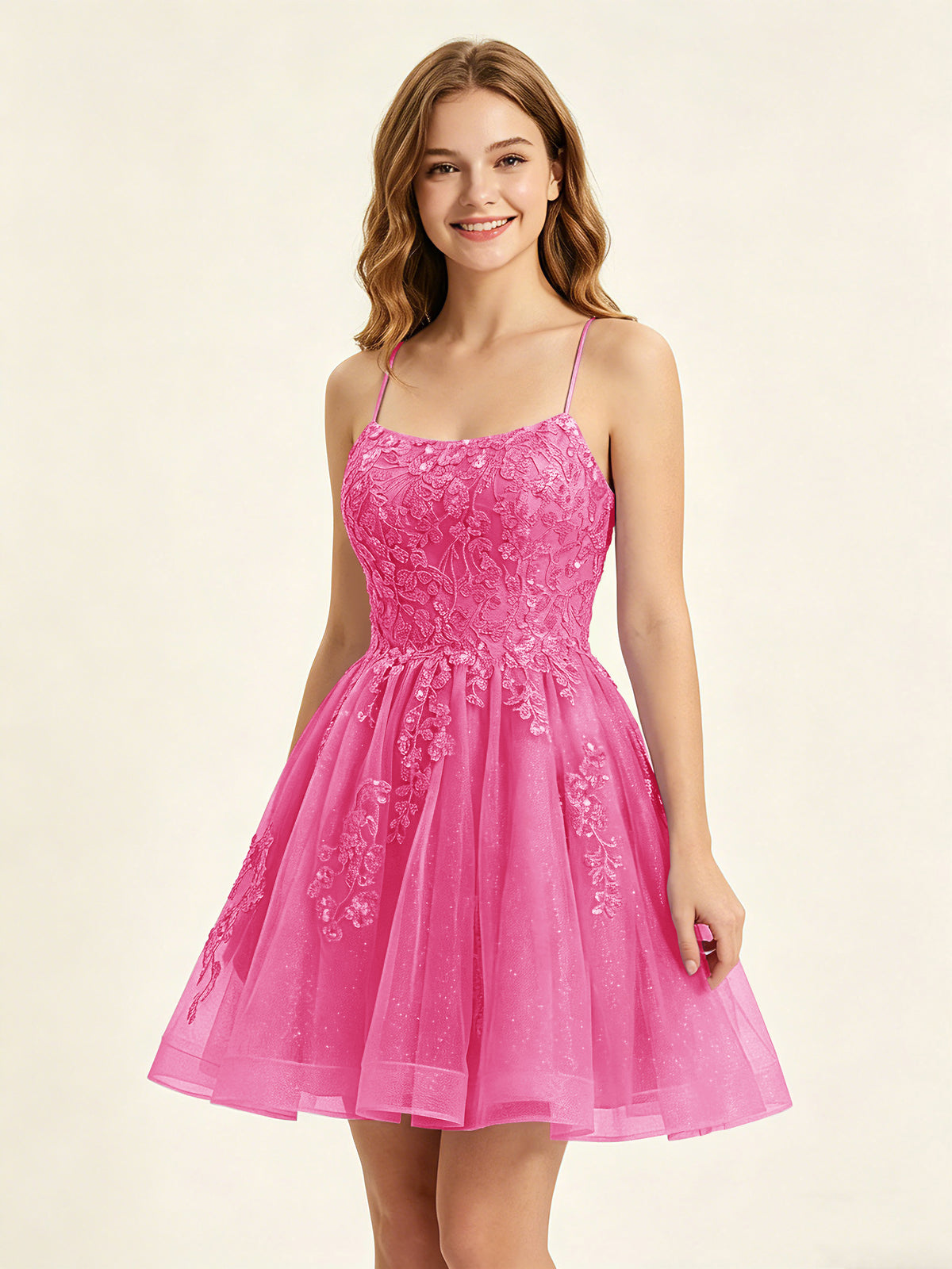A Line Sequins Lilac Tulle Homecoming Dresses with Appliques