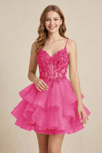 Mint Green Sequin Corset Tiered Tulle Mini Homecoming Dresses