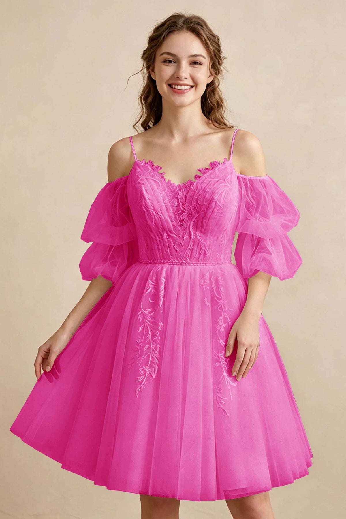 White Off the Shoulder Sweetheart V-Neck Tulle Homecoming Dresses