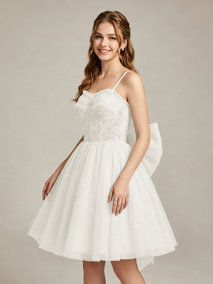 A-Line Light Cyan Sweetheart Tulle Homecoming Dresses with Lace Appliques