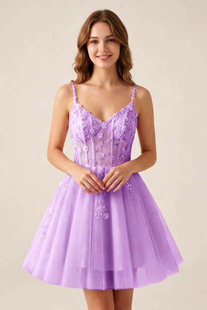 Blush Pink Sequin Corset Sleeveless Short Tulle Homecoming Dresses