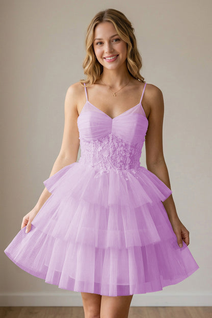 White Corset Tulle Short Homecoming Dresses With Tiered Ruffle
