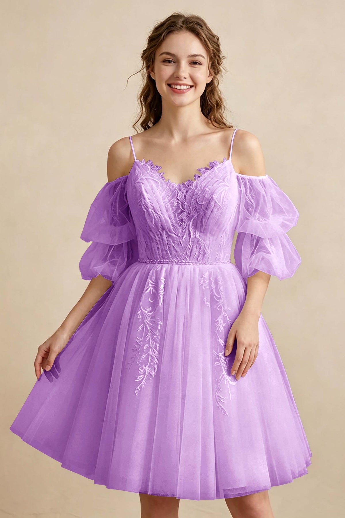 White Off the Shoulder Sweetheart V-Neck Tulle Homecoming Dresses