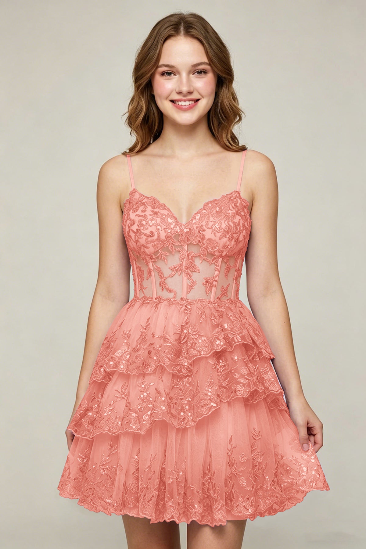 Lavender Sequin Layered Tiered Short Tulle Homecoming Dresses