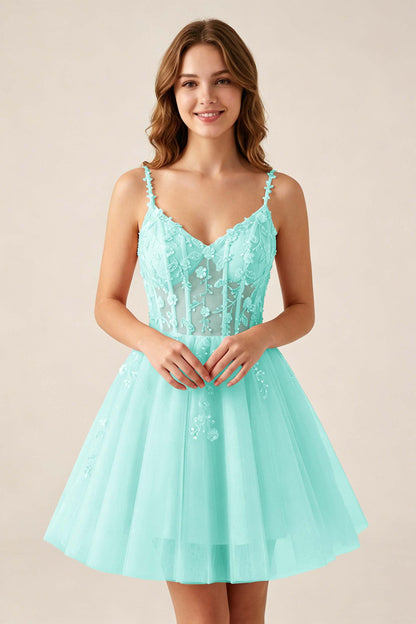 Blush Pink Sequin Corset Sleeveless Short Tulle Homecoming Dresses