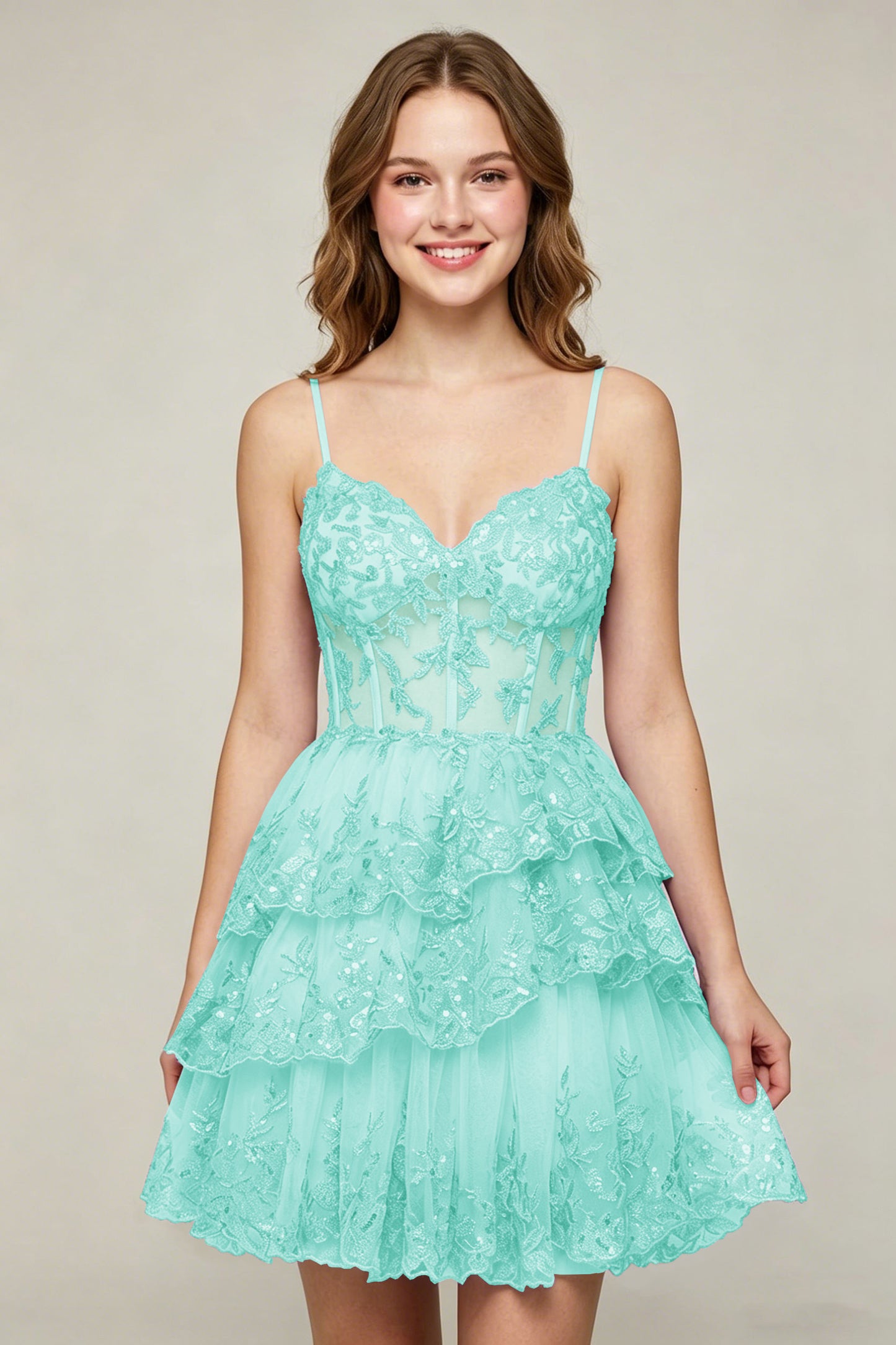 Lavender Sequin Layered Tiered Short Tulle Homecoming Dresses