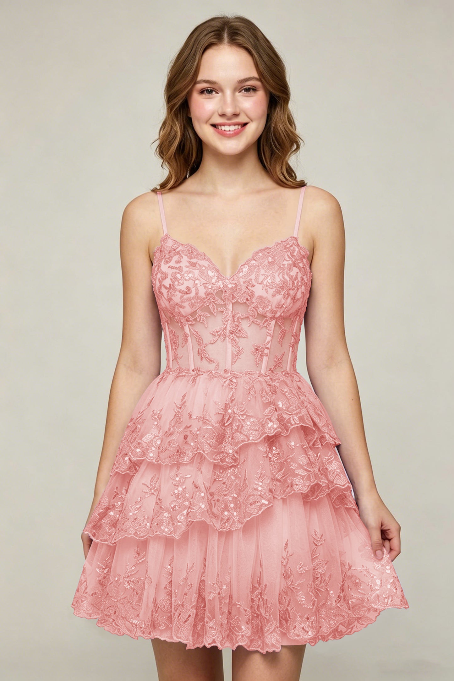 Lavender Sequin Layered Tiered Short Tulle Homecoming Dresses
