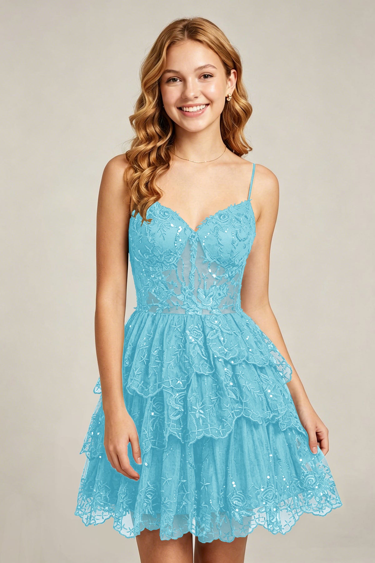 Sweetheart V-Neck Black Lace appliques Homecoming Dresses with Sequins